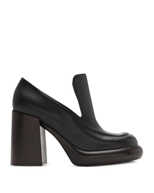 Burberry Black 120Mm Leather Wedge Heel Loafers, Brand Size 37 Us