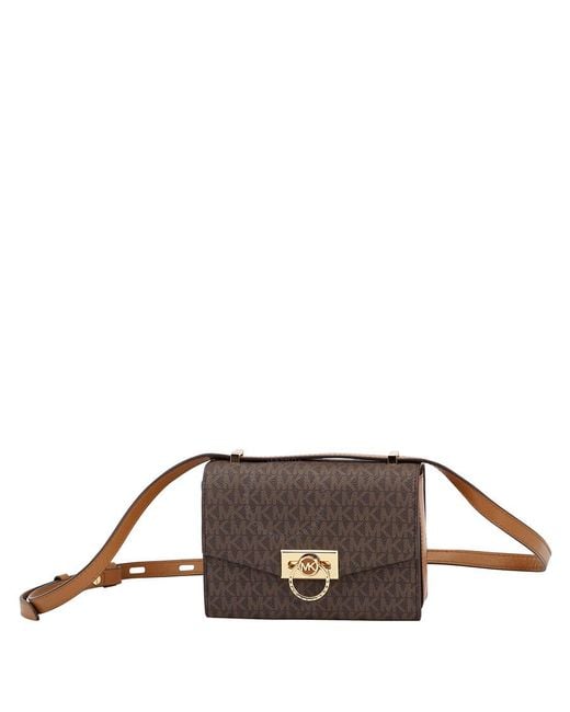 Michael Kors Brown Ladies Hendrix Extra-Small Logo Convertible Crossbody Bag