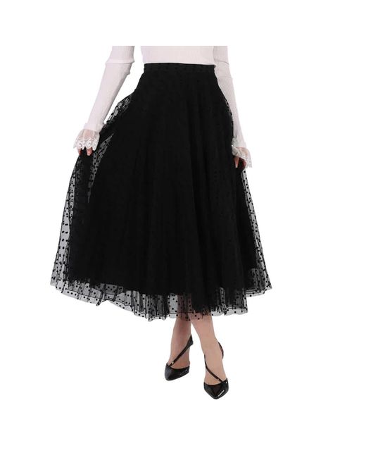 Burberry Black Polka-dot Flock Tulle Skirt