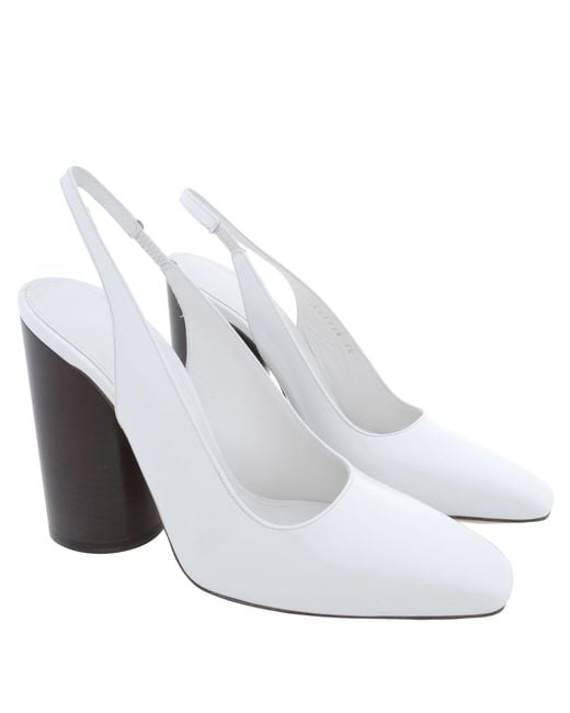Ferragamo White Ferragamo Pamela Leather Slingback Pumps, Size 7 C