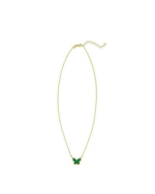 Tresorra Metallic 14K Primavera Malachite Butterfly Necklace