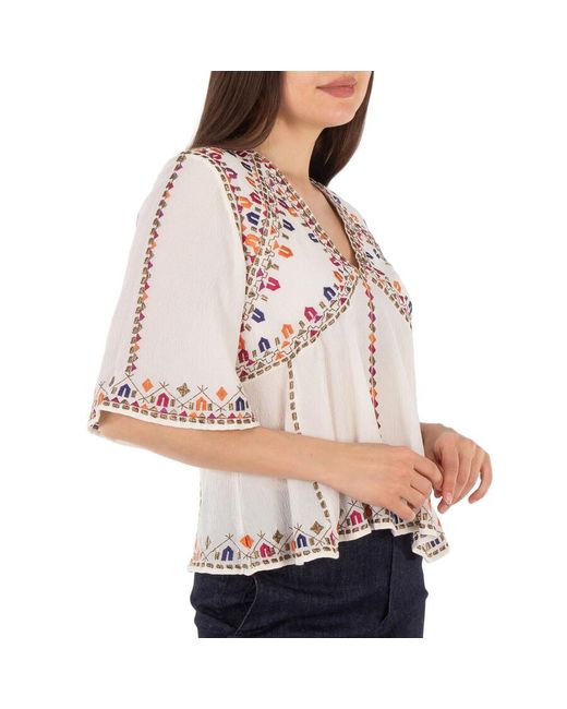 Isabel Marant Red Santia Cotton Blend Blouse