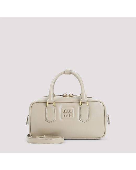 Miu Miu Natural Arcadie Calf Leather Handbag