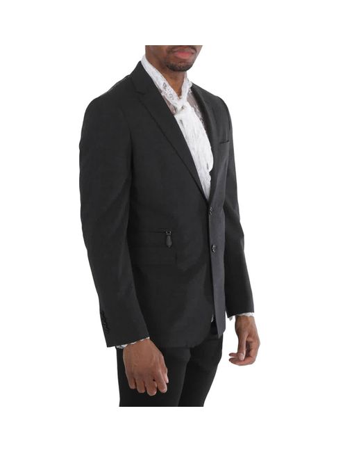 Burberry Black Pocket Detail Stretch Wool Tailored Jacket for men