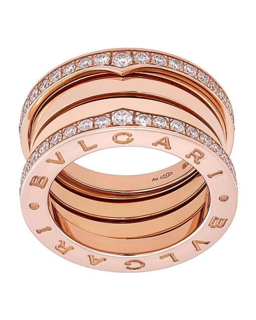 BVLGARI Pink B.Zero1 18K Rose 4-Band Diamond Ring for men