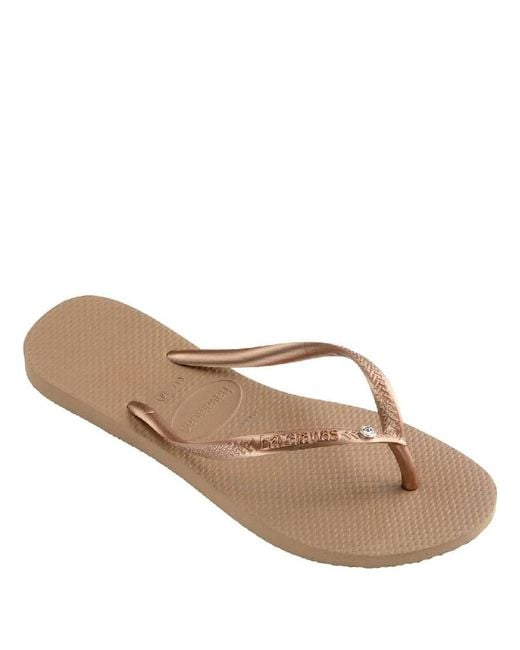 Havaianas Brown Swarovski Crystal Logo Rubber Flip Flop, Brand Size 35/36 (Us