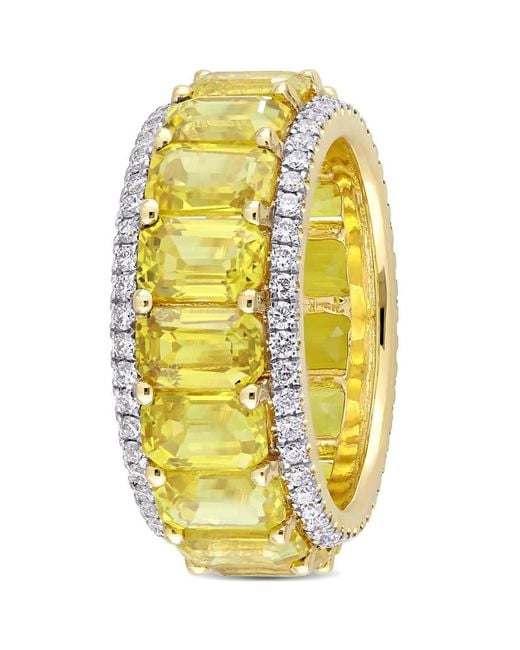 Amour Metallic 5/8 Ct Tw Diamond And 10 1/2 Ct Tgw Sapphire Eternity Ring for men
