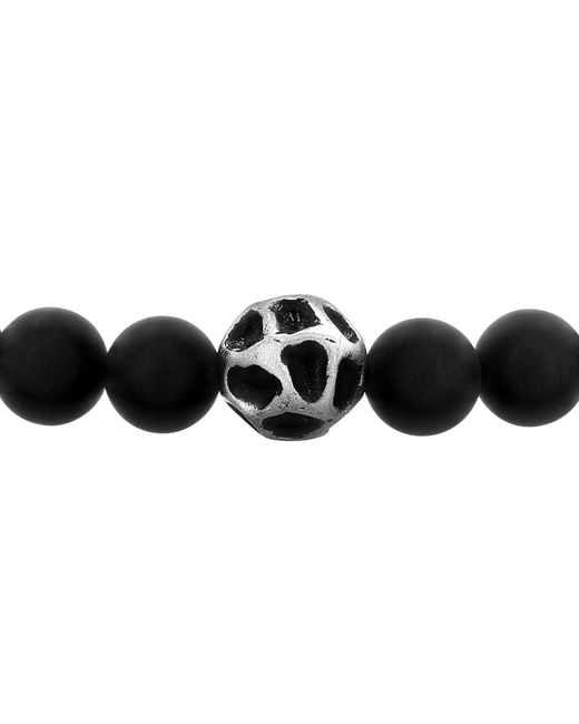 Robert Alton Black Stainless Steel Matte Onyx Bead Bolo Bracelet for men