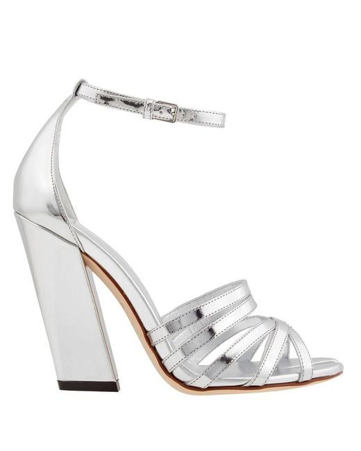 Burberry White Split-Toe Detail Metallic Leather Hove Sandals, Brand Size 35 (Us 3 Kids)