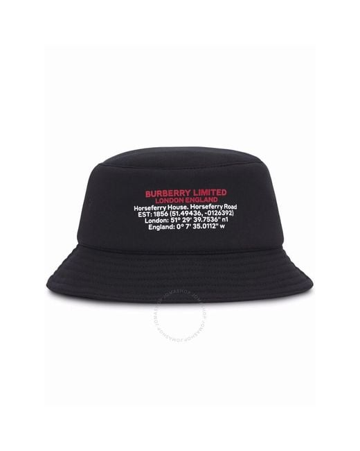 Burberry Black Location-print Cotton Bucket Hat for men