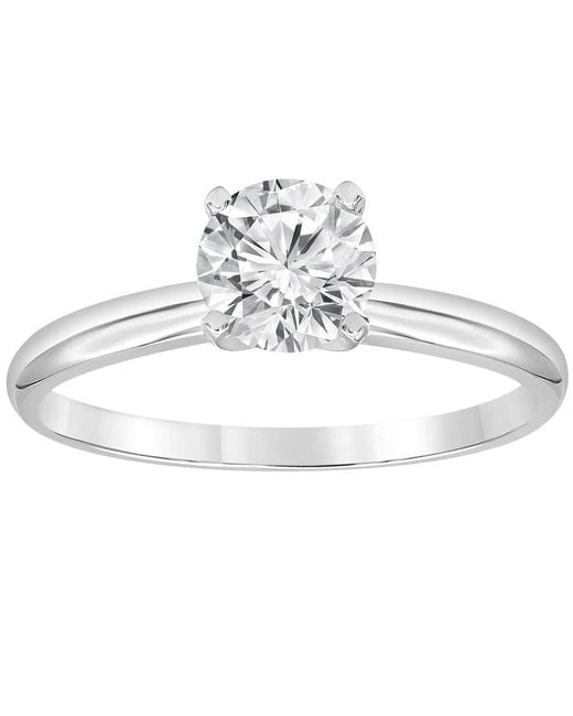 Brilliant Diamond Metallic 1.00 Caratt 14K Round Cut Lab Grown Diamond Solitaire Engagement Ring For - Color/Clarity-Jsi for men