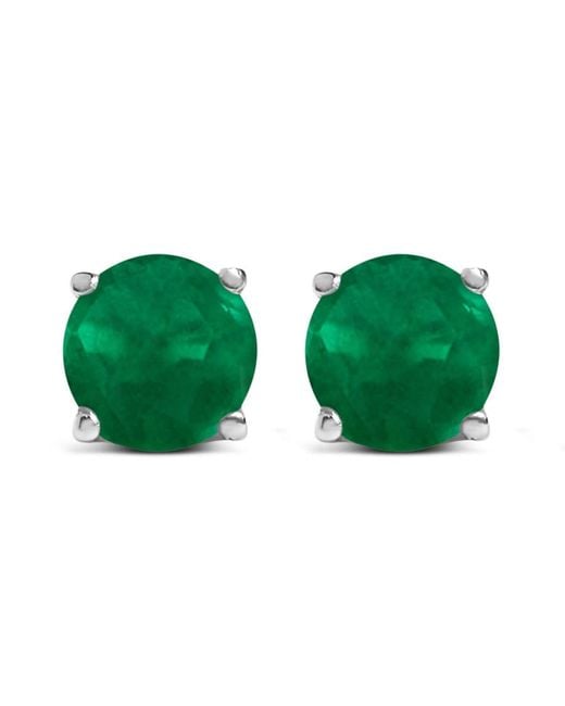 Haus of Brilliance Green 14K 5X5Mm Round Emerald Solitaire Stud Earrings