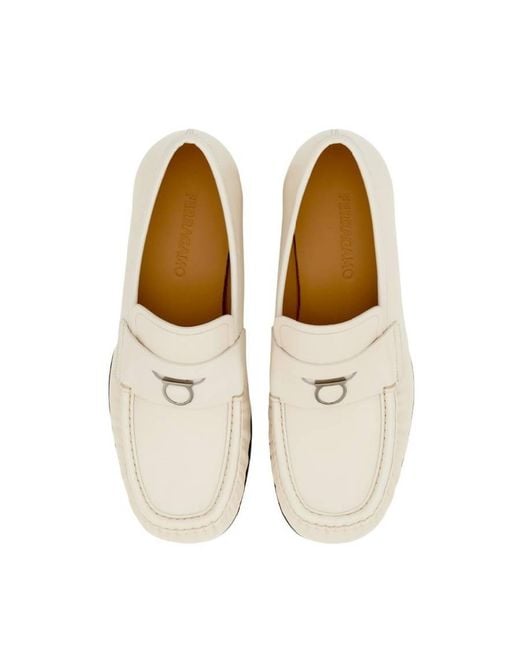 Ferragamo White Ferragamo Slip-On Leather Loafers for men