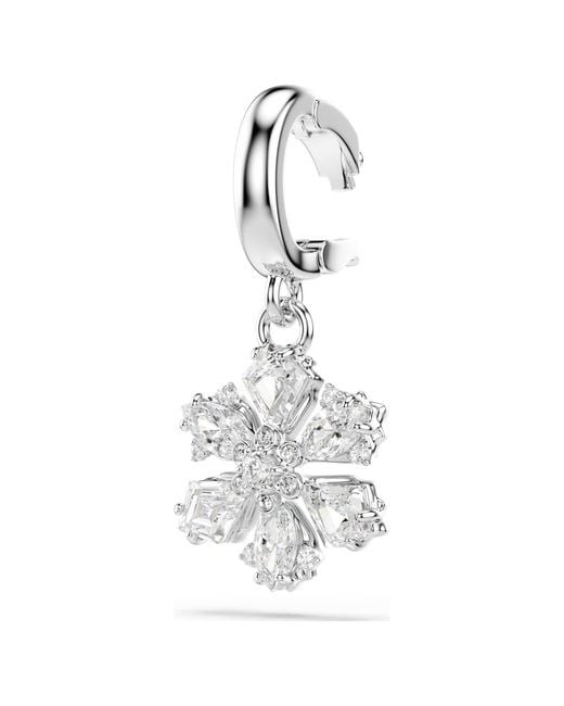 Swarovski White Idyllia Rhodium Plated Snowflake Charm for men