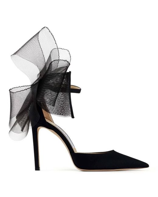 Jimmy Choo Black Averly 100 Bow-Trimmed Pumps, Brand Size 35 Us