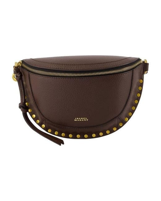 Isabel Marant Brown Studded Leather Crossbody Bag
