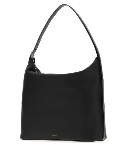 A.P.C. Black Leather Maxi Vera Shopping Bag