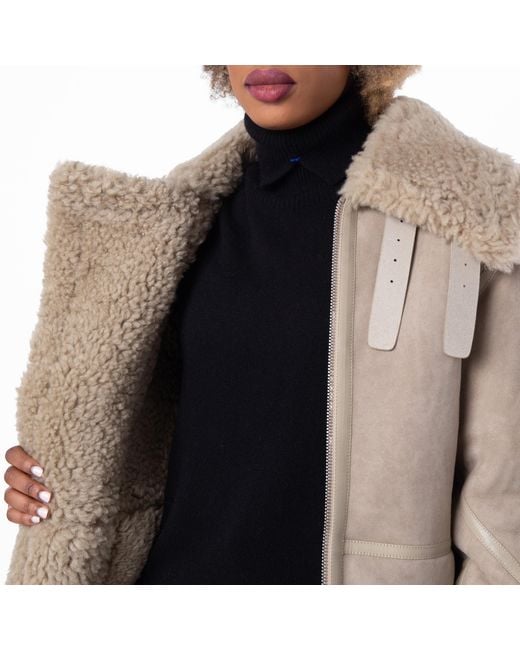 Burberry Natural Shearling Aviator Jacket, Brand Size 4 Us for men
