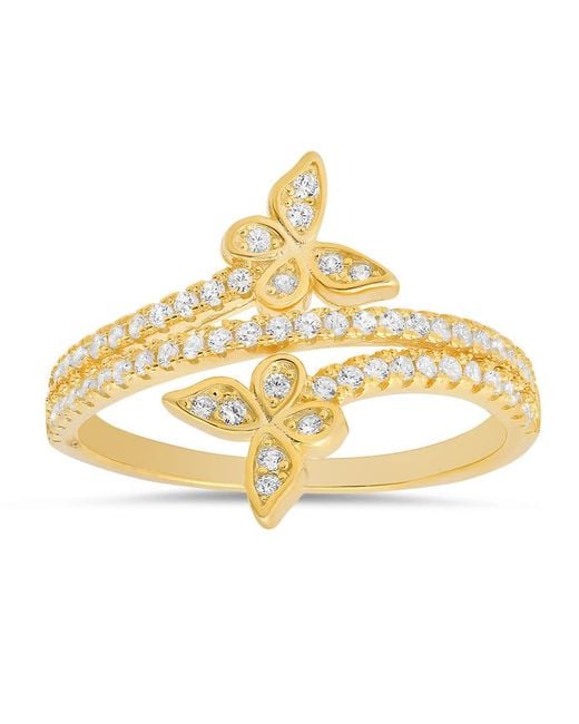 Kylie Harper Metallic 14K Over Cz Butterfly Crossover Ring