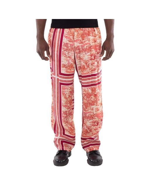 Aries Red Toile De Jouy Slacker Pants, Waist for men
