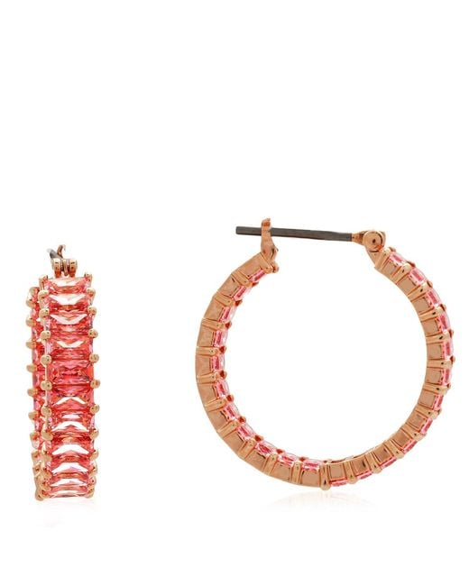 Swarovski White Matrix Baguette Cut Crystal Hoop Earrings