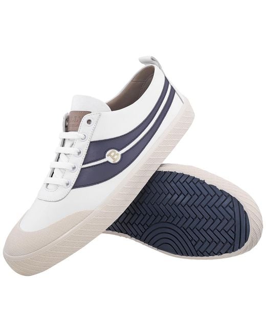 Bally White Smake Leather Low-Top Sneakers for men