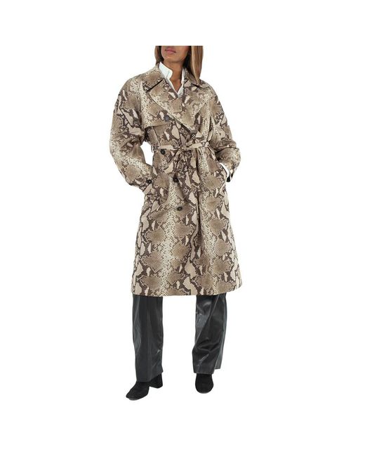 Stella McCartney Python Print Trench Coat in Natural | Lyst UK