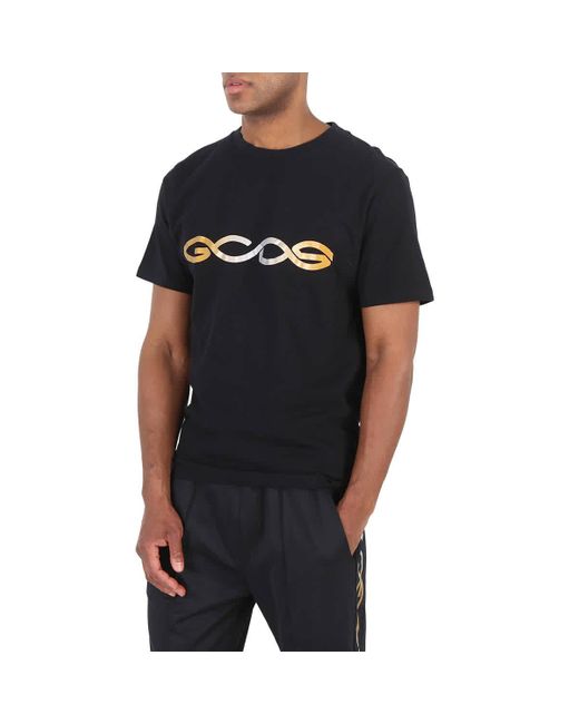 Gcds Black Reflective Logo Regular Cotton T-shirt for men