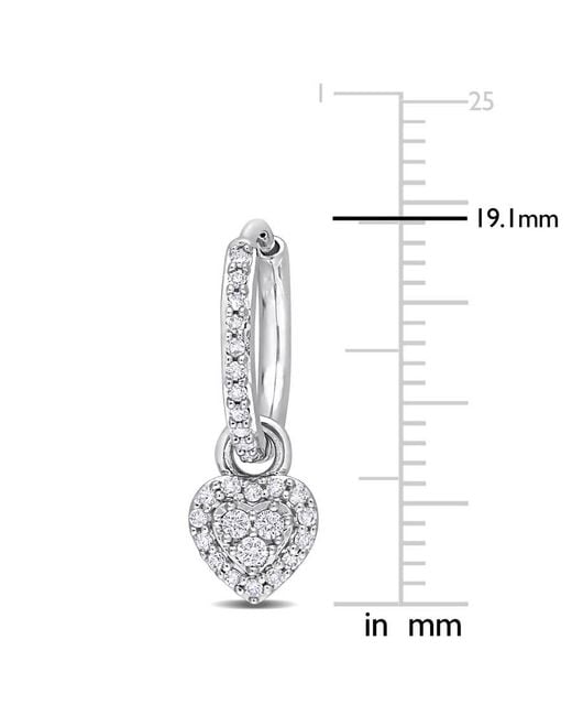 Amour Metallic 3/8 Ct Tdw Diamond Halo Heart Huggie Earrings