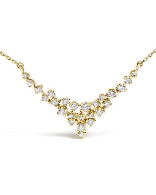 Haus of Brilliance Metallic 14K 1/2 Cttw Diamond Scattered "V" Necklace (I-J Color, Si2-I1 Clarity)