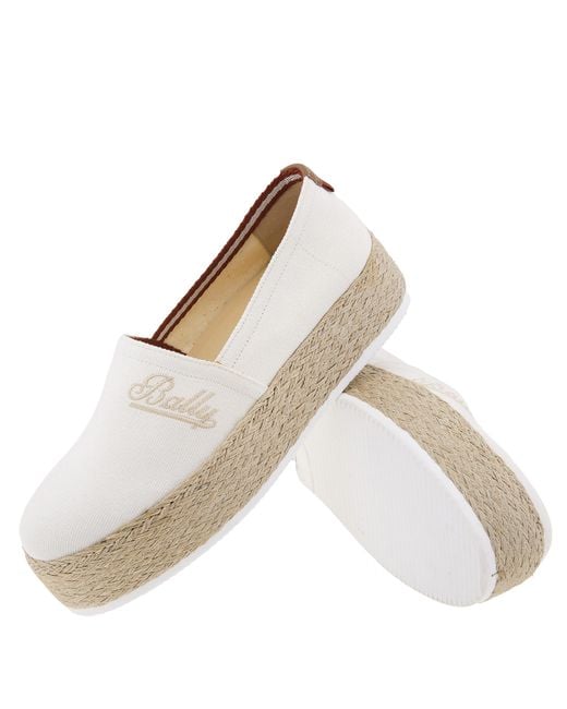 Bally Natural Felly Logo Cotton Espadrilles, Brand Size 37 Us
