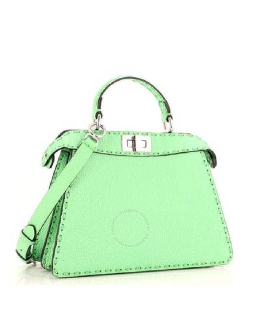 Fendi Green Peekaboo Top Handle Leather Bag