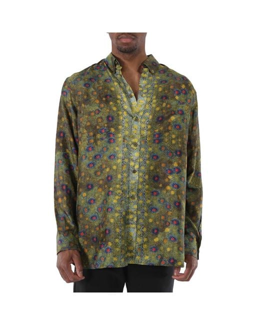 Burberry Green Fish Scale Print Shirt for men