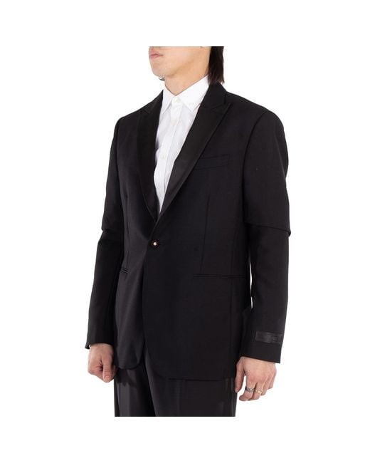 Versace Black Satin-Trim Single-Breasted Blazer, Brand Size 50 (Us for men