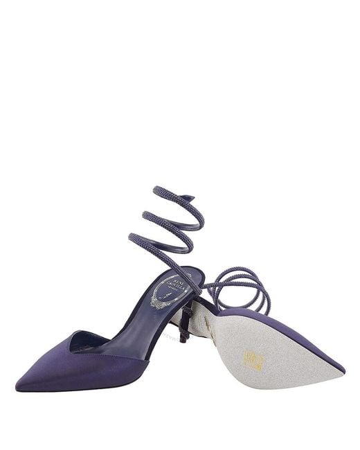 Rene Caovilla Blue Rene Caovilla Margot 80 Satin Pumps