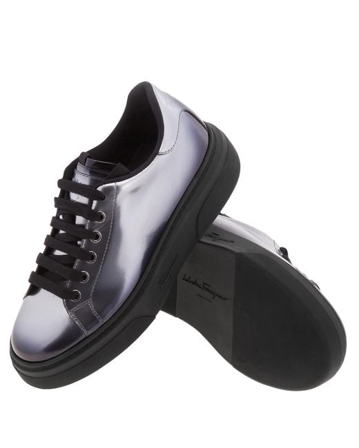 Ferragamo Black Cassandra Low-Top Leather Sneakers