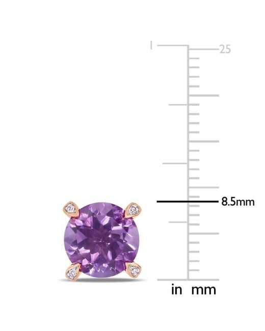 Amour Pink 3 Ct Tgw Amethyst And 1/10 Ct Tw Diamond Martini Stud Earrings
