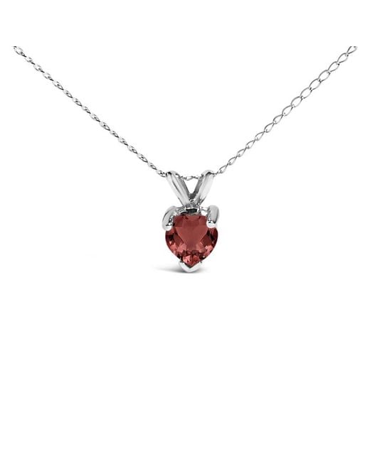 Haus of Brilliance Metallic 14K 5X5 Mm Heart Shaped Garnet Solitaire Pendant Necklace for men