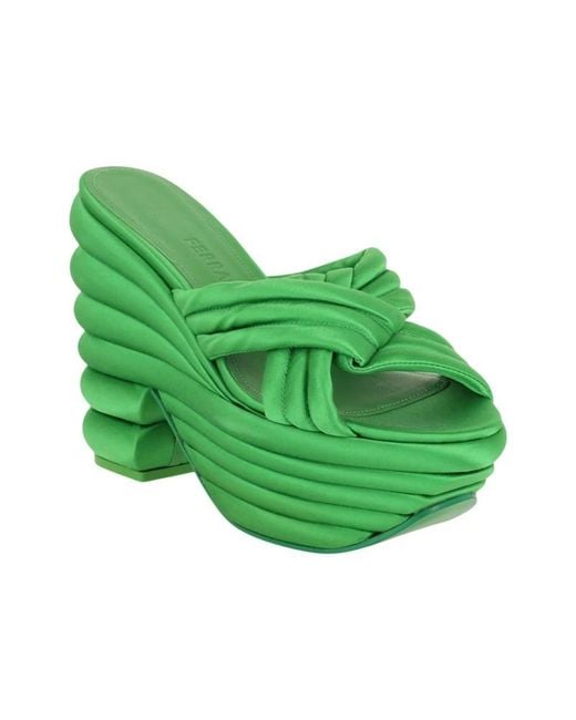 Ferragamo Green Rey Platform Sandals