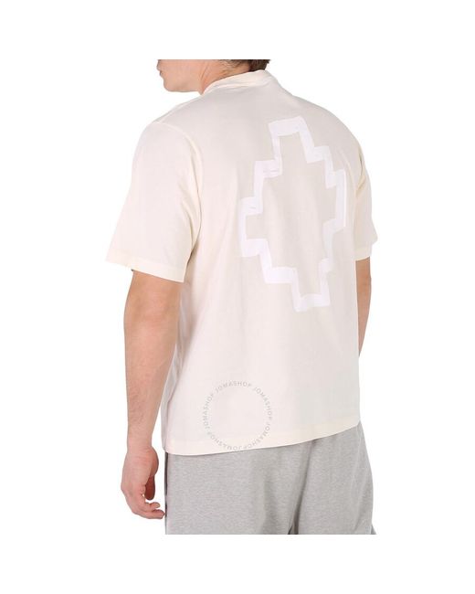 Marcelo Burlon White Ecru Crew-neck Cotton T-shirt for men