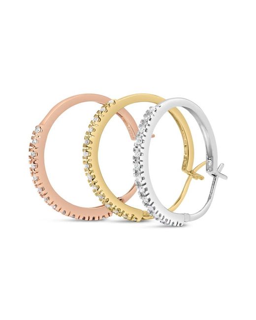 Haus of Brilliance Metallic 14K Tri-Toned 1/3 Cttw Diamond Triple Hoop Earrings (I-J Color, I2-I3 Clarity)