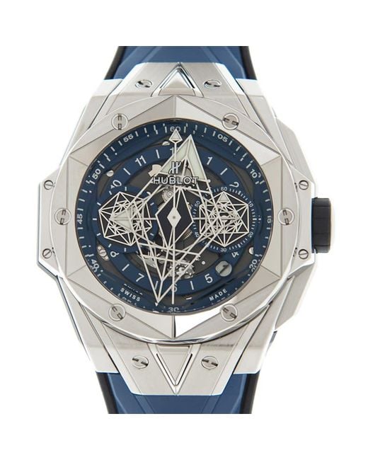 Hublot Metallic Big Bang Sang Bleu Ii Titanium Chronograph Automatic Blue Dial Watch 0 for men