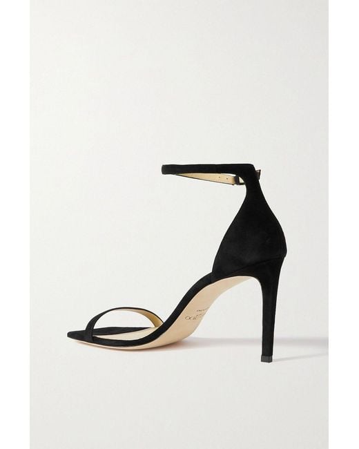 Jimmy Choo Black Alva 85 Suede Sandals, Brand Size 34.5 Us