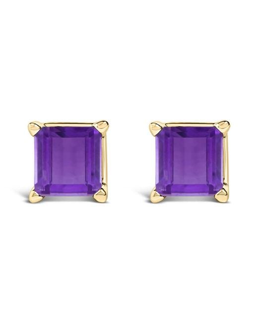 Haus of Brilliance Purple 14K 5X5Mm Princess Cut Amethyst Solitaire Stud Earrings