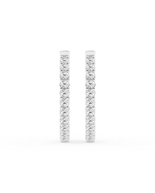 Brilliant Diamond Metallic 3 Carat Round Lab Grown Inside Out Diamond Hoop Earrings