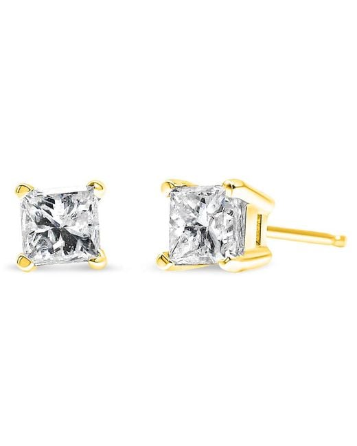 Haus of Brilliance Metallic Igi Certified 14K 1/4 Cttw Princess-Cut Diamond Solitaire Stud Earrings