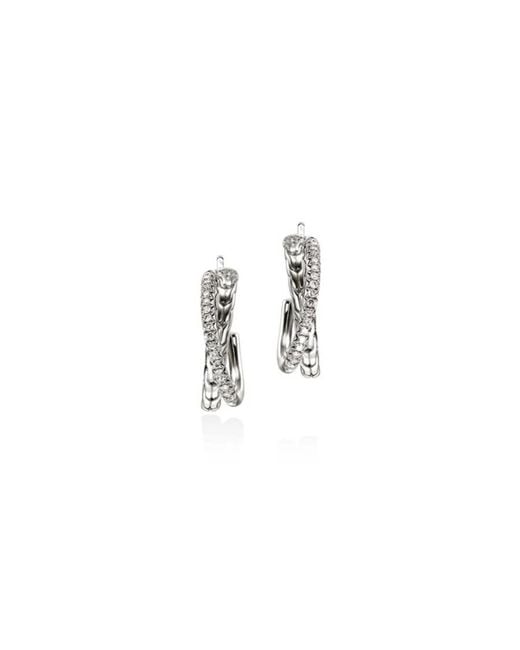 John Hardy Metallic Essential Pav Crossover Earring, Sterling, Diamonds, 20.5Mm