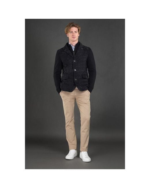 Moorer Black Dark Quilted Jacket for men