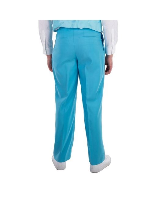 Burberry Blue Bright Opal Tailored Wool Trousers, Brand Size 54 (Waist for men