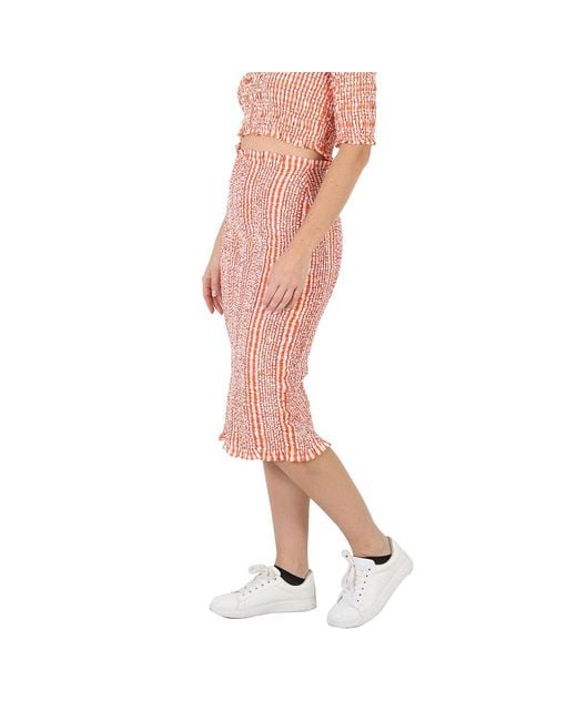 KENZO Pink Ladies Medium Check Ruched Midi Skirt